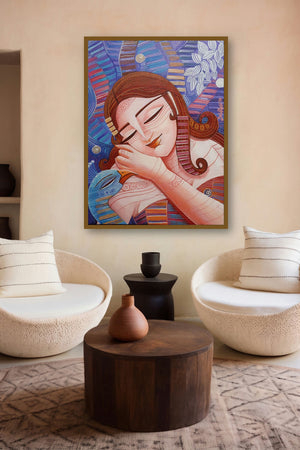 Queen Iii (Whispers of the Soul) by artist Devirani Dasgupta displayed in a Museum Style gallery