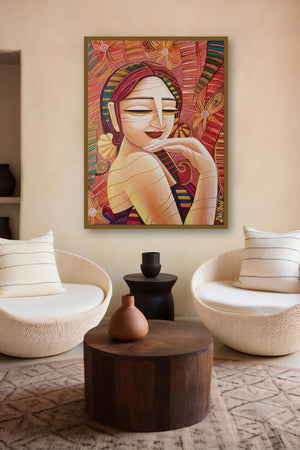 Queen Vii (Sylvan Nymph) by artist Devirani Dasgupta displayed in a Museum Style gallery