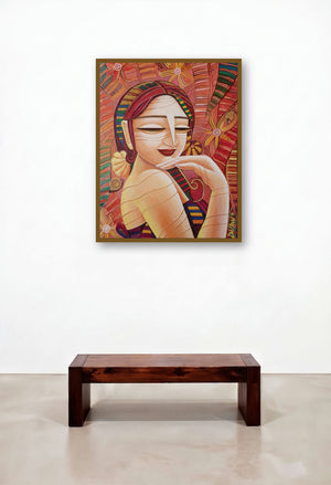 Queen Vii (Sylvan Nymph) by artist Devirani Dasgupta displayed in a Designer Hallway