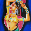 Figurative oil painting titled 'QUEEN WITH LOTUS', 20x14 inches, by artist RAGUNATH on Canvas
