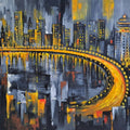 Queens Necklace' cityscape acrylic painting by artist Anand Kumar, 36x60 inch, on canvas