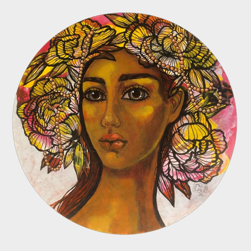 The Quiet Crown 3' figurative acrylic painting by artist Suruchi Jamkar, 24x24 inch, on canvas