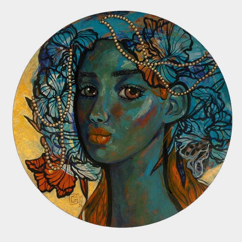 The Quiet Crown 4' figurative acrylic painting by artist Suruchi Jamkar, 24x24 inch, on canvas