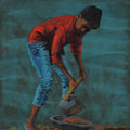 The Quiet Struggle 2' figurative acrylic painting by artist Manish Solanki, 15x12 inch, on paper
