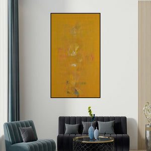 Raghu Neware's 'Search Of Eternity 35 (Golden Haze)' painting visualized above a sofa in a contemporary room.