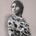 Realistic charcoal drawing titled 'Rachna', 30x22 inches, by artist Sujith Puthran on Paper