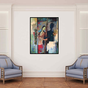 In-situ view of Durshit Bhaskar's 'Radha And Krishna I' painting in a room