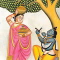 Radha Krishna' religious kalighat Traditional Art by artist Anwar Chitrakar, 22x14 inch, on paper