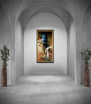 In-situ view of Amit Bhar's 'Radha Krishna (Divine Love)' painting in a room