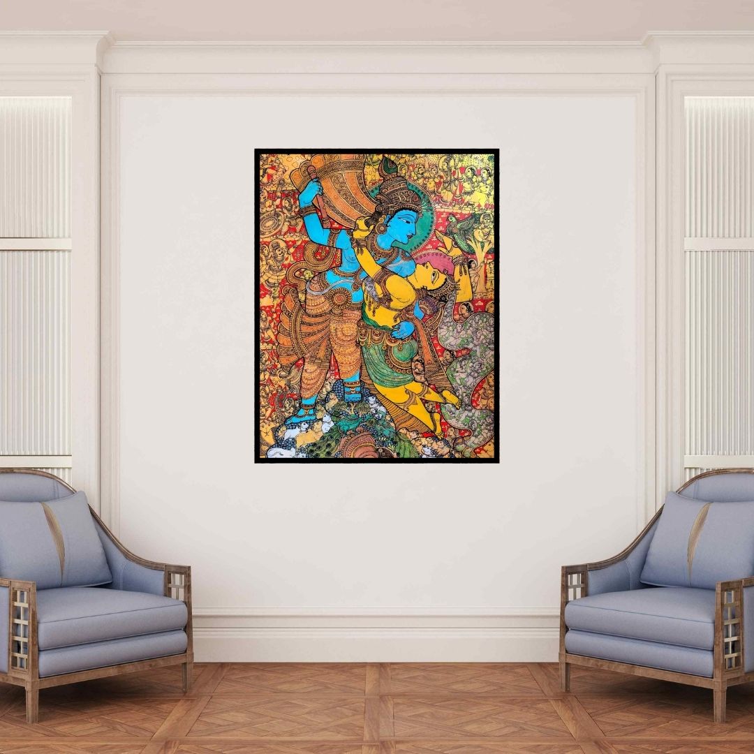 In-situ view of Harinath N's 'Radha Krishna (Divine Love Radha and Krishna)' painting in a room