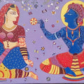 Religious acrylic painting titled 'Radha Krishna', 33x48 inches, by artist Bhaskar Lahiri on Canvas