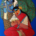 Religious acrylic painting titled 'Radha Krishna', 24x18 inch, by artist Priyanka Chivte on Canvas