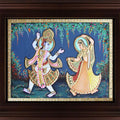 Religious tanjore traditional art titled 'Radha Krishna Dancing Tanjore Painting', 24x18 inches, by artist Myangadi Tanjore on Plywood