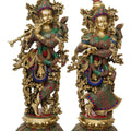 Religious handicraft titled 'Radha Krishna Playing Flute 2', 26x12x9 inches, by artist Brass Handicrafts on Brass