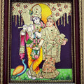 Religious tanjore traditional art titled 'Radha Krishna Tanjore Painting 10', 15x12 inches, by artist VANI VIJAY on Plywood