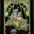 Religious tanjore traditional art titled 'Radha Krishna Tanjore Painting 3', 24x18 inches, by artist VANI VIJAY on Plywood