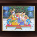 Religious tanjore traditional art titled 'Radha Krishna Tanjore Painting 4', 24x18 inches, by artist Myangadi Tanjore on Plywood
