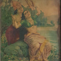 Religious oleograph painting titled 'Radha Vilas', 19x15 inches, by artist Raja Ravi Varma on Paper