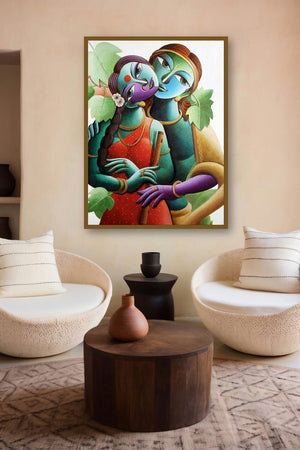 Radha With Krishna Iv by artist Dhananjay Mukherjee displayed in a Designer gallery