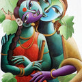 Religious acrylic painting titled 'Radha With Krishna IV', 32x25 inches, by artist Dhananjay Mukherjee on Canvas