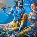 Radheshyam 2' religious acrylic painting by artist Tamali Das, 30x36 inch, on canvas