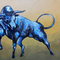 Animals acrylic painting titled 'Raging Bull', 21x31 inches, by artist Ranjith Raghupathy on Canvas
