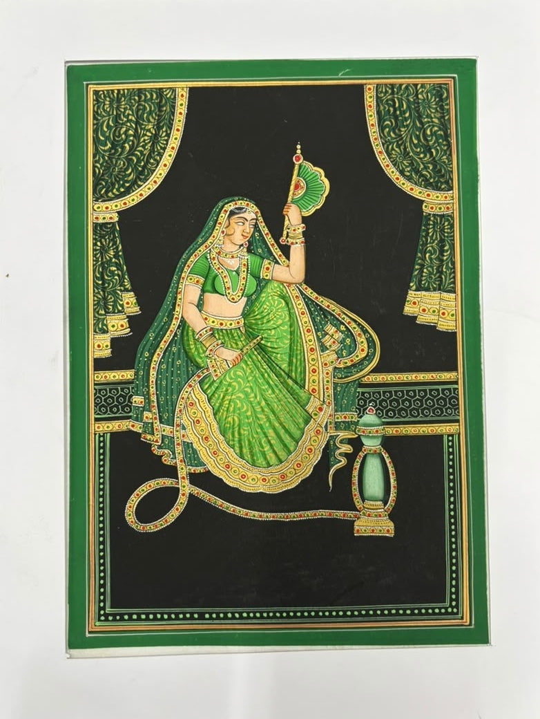 Ragini' figurative miniature Traditional Art by artist Unknown, 12x9 inch, on silk