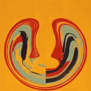 Rahasya Samvad (The Silent Dialogue) by Atul Padia, Original Acrylic Abstract Painting on Canvas, Medium Square Wall Art