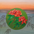 Rahdodendron' nature acrylic painting by artist Anumitra Basu Mandal, 20x18 inch, on canvas
