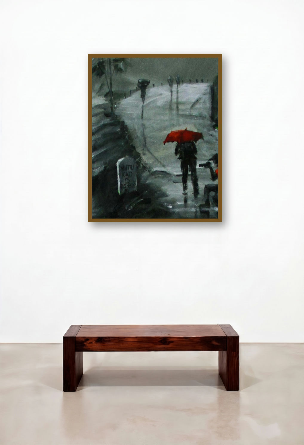 Rain Click II by artist Mopasang Valath displayed in a Mid-Century Modern Hotel Lobby