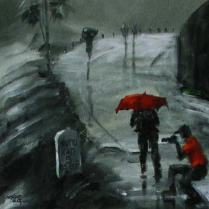 Rain Click II by Mopasang Valath, Print Acrylic Scenic Painting on Canvas, X-Small Square Wall Art