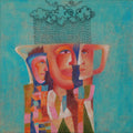 Rain Collection' figurative acrylic painting by artist Vandana Rakesh, 18x18 inch, on canvas