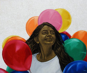 Rainbow Dreams by Deepali S, Original Acrylic Oil Figurative Painting on Canvas, Medium Horizontal Wall Art