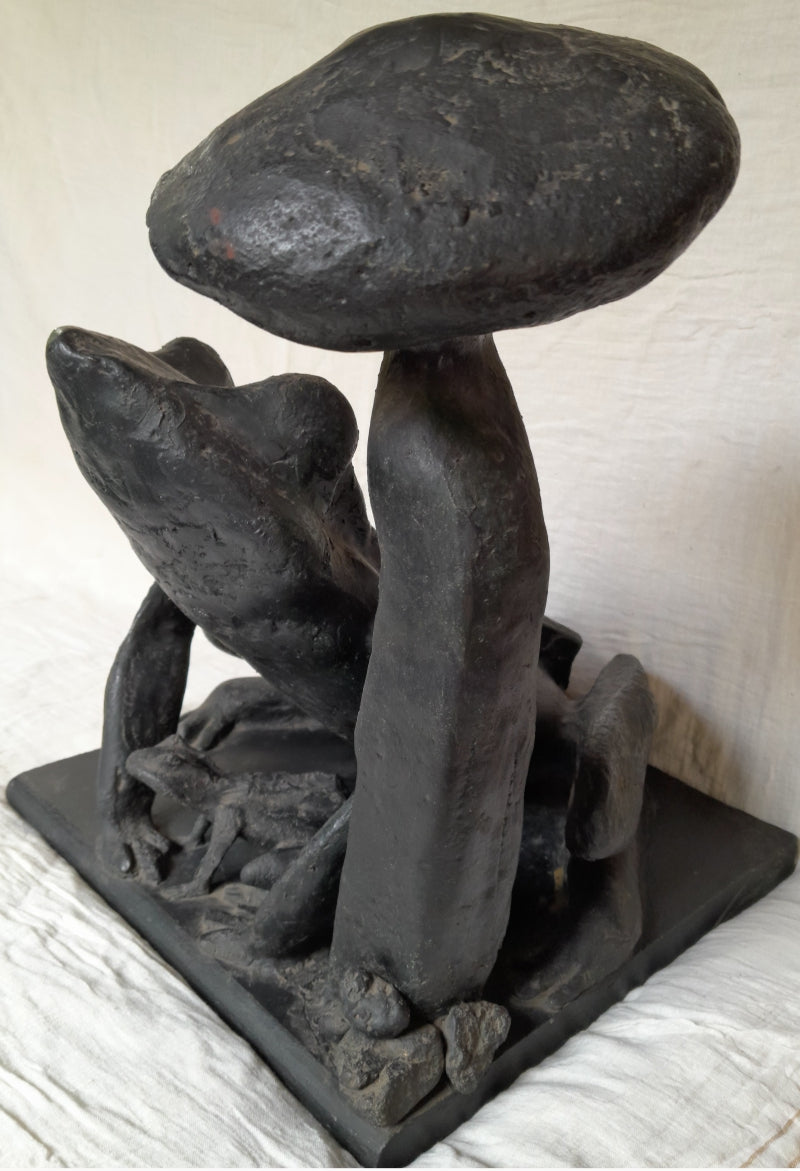 Raining' animals Stone sculpture by artist Shibu Sengupta, 14x11 inch, on stone