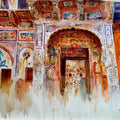 Cityscape acrylic painting titled 'Rainy City Jodhpur', 22x34 inches, by artist Sayajirao Nangare on Fabriano Paper