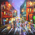 Cityscape acrylic painting titled 'Rainy Day 5', 30x42 inches, by artist Arjun Das on Canvas