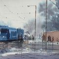 Cityscape watercolor painting titled 'Rainy Day In Kolkata', 11x17 inches, by artist Jiaur Rahman on Paper