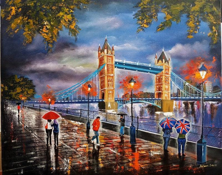 Rainy Day In London 3 Painting by Arjun Das | ArtZolo.com