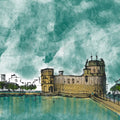 Print Digital Art titled 'Rainy Day Lakhoto Lake Jamnagar', on Canvas by artist Shivani Pikle