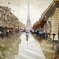 Cityscape watercolor painting titled 'Rainy Days In Paris', 8x11 inches, by artist Arunava Ray on Paper