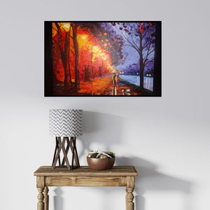 In-situ view of Shikha Poddar's 'Rainy Night' painting in a room