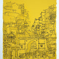 Cityscape serigraphs painting titled 'Raipur Darwaza', 22x15 inches, by artist Vrindavan Solanki on Paper