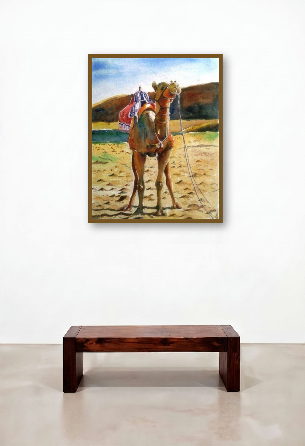 Rajasthan (Desert Wanderer) by artist Chetan Agrawal displayed in a Rustic Hotel Suite
