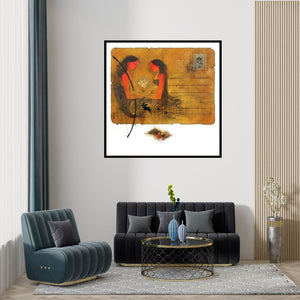 Preview of 'Ram Bhakta' Painting by Amol Pawar shown on a wall in a furnished room.