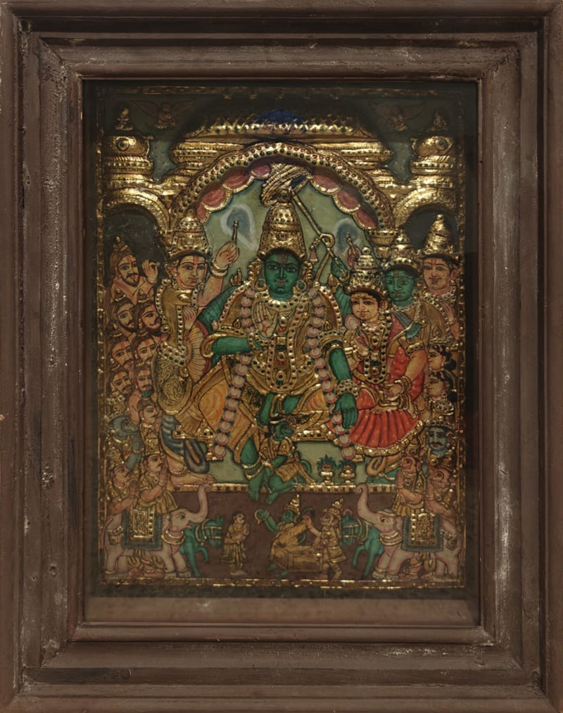 Ram Darbaar' religious tanjore traditional_art by artist Tanjore Tanjaur, 29x23 inch, on wood