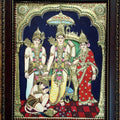 Religious tanjore traditional art titled 'Ram Parivaar Tanjore Painting', 22x18 inches, by artist VANI VIJAY on Plywood
