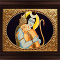 Religious tanjore traditional art titled 'Rama Hanuman Tanjore Painting', 18x24 inches, by artist Myangadi Tanjore on Plywood