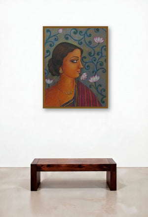 Ramani by artist Suparna Dey displayed in a Contemporary Family Room
