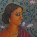 Portrait tempera painting titled 'Ramani', 14x11 inches, by artist Suparna Dey on Paper