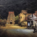 Ramasami Kovil' cityscape oil painting by artist Sriram Chinnadurai, 30x60 inch, on canvas